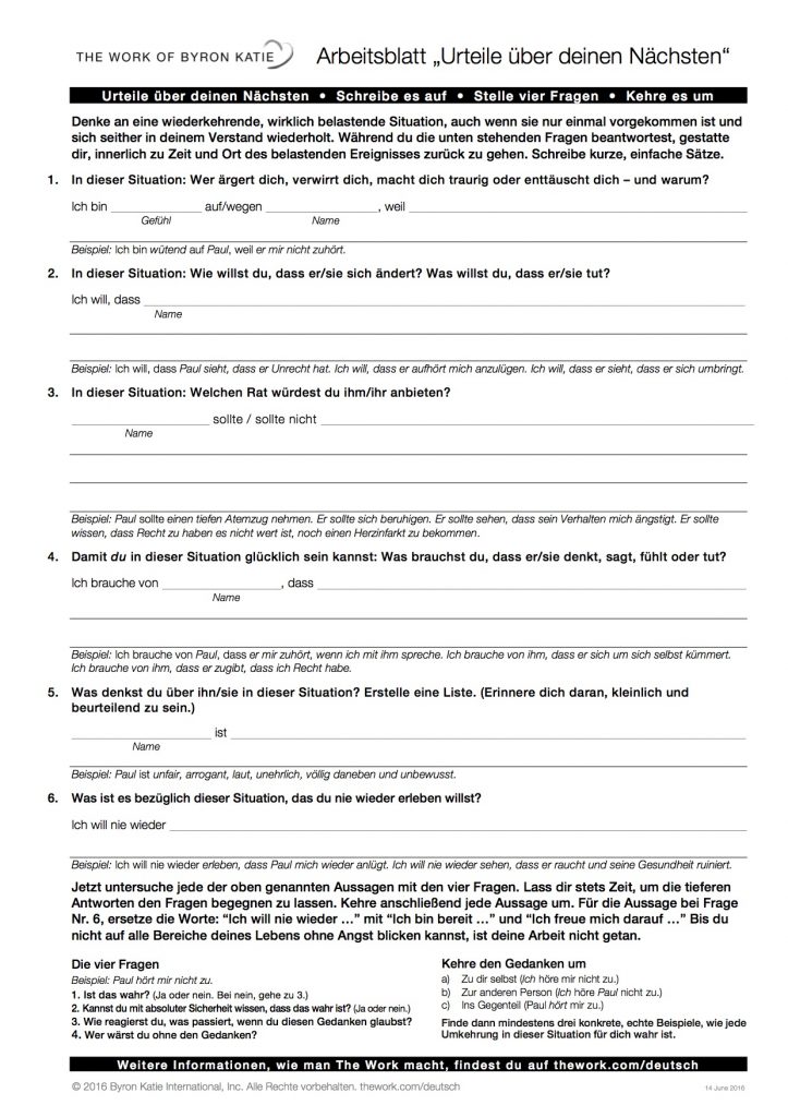 Arbeitsblatt: Urteile über deinen nächsten Arbeitsblatt: Urteile über deinen nächsten